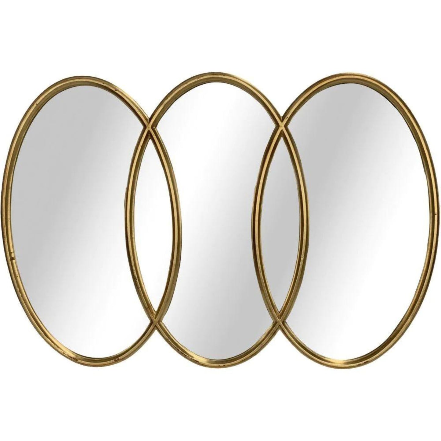 Large Gold Overlapping Triple Oval Wall Mirror 121x81cm