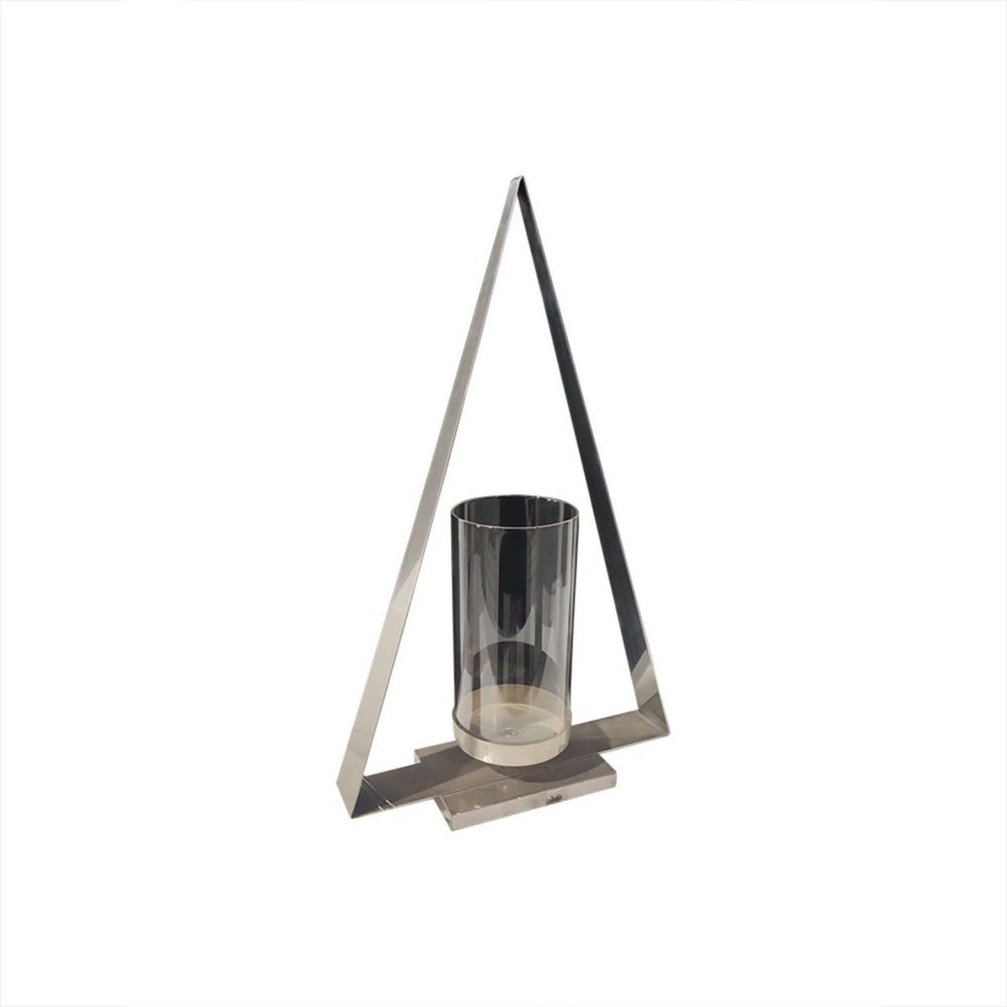 Large triangular nickel plated candle holder