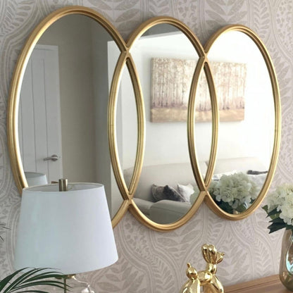 Gold Wall Mirror with three overlapping ovals