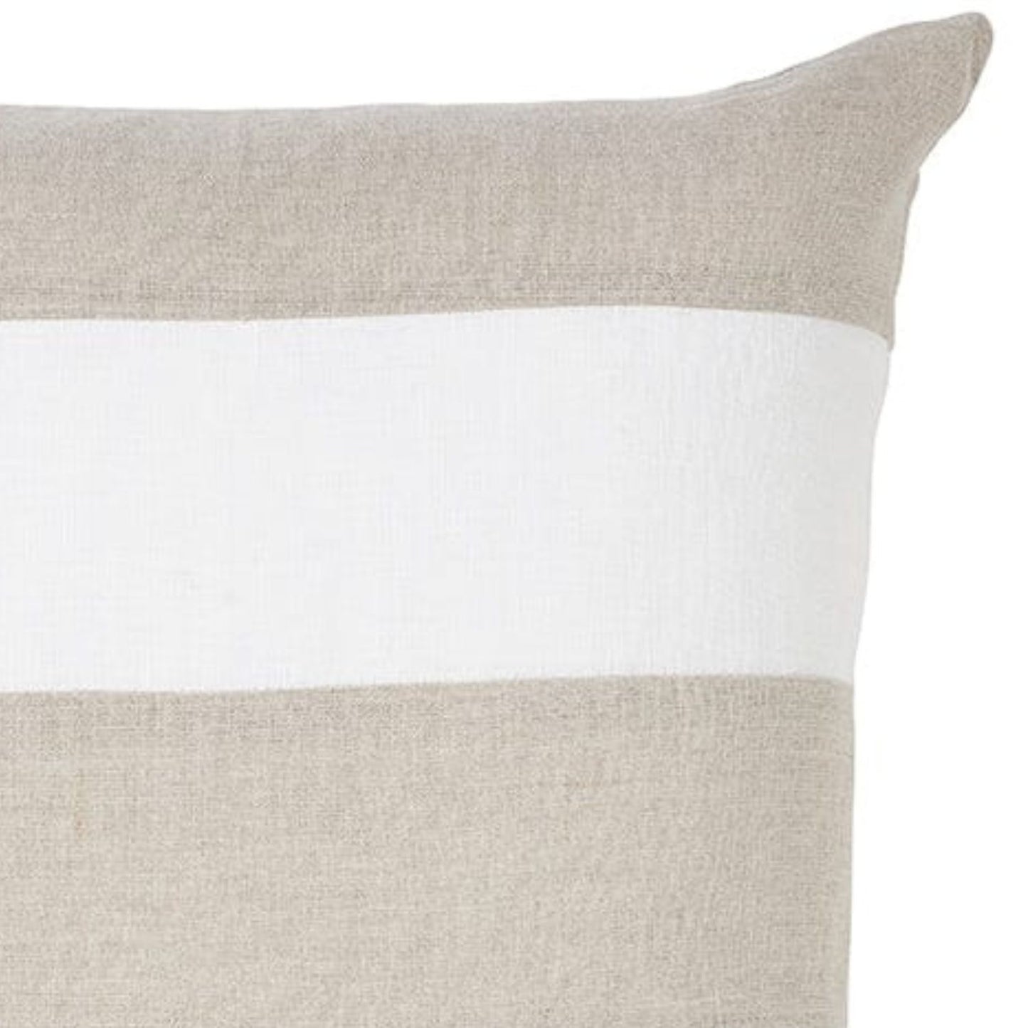 Sand & White Striped Linen Cushion 50x50
