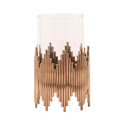 Rose gold plated candle holder with sleek design