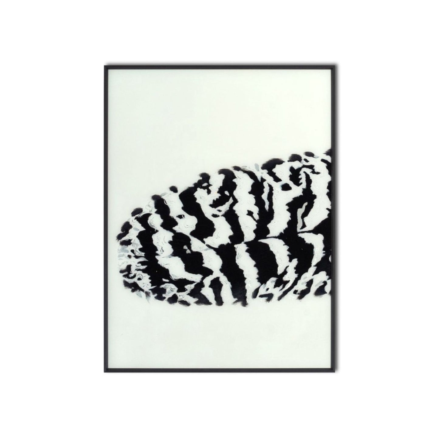 Feather artwork with three pictures in black and white with foil