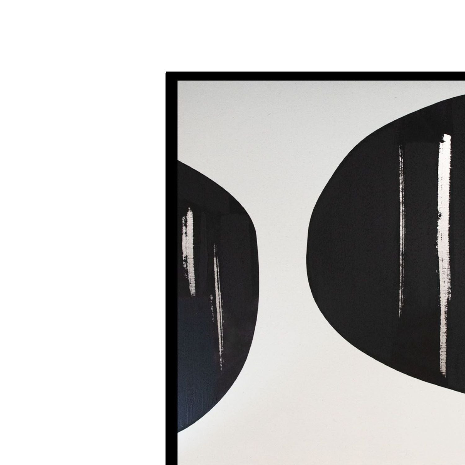 Rectangular foil painting with circular artwrok in black frame