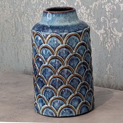 IndigoWave Blue Ceramic Vase