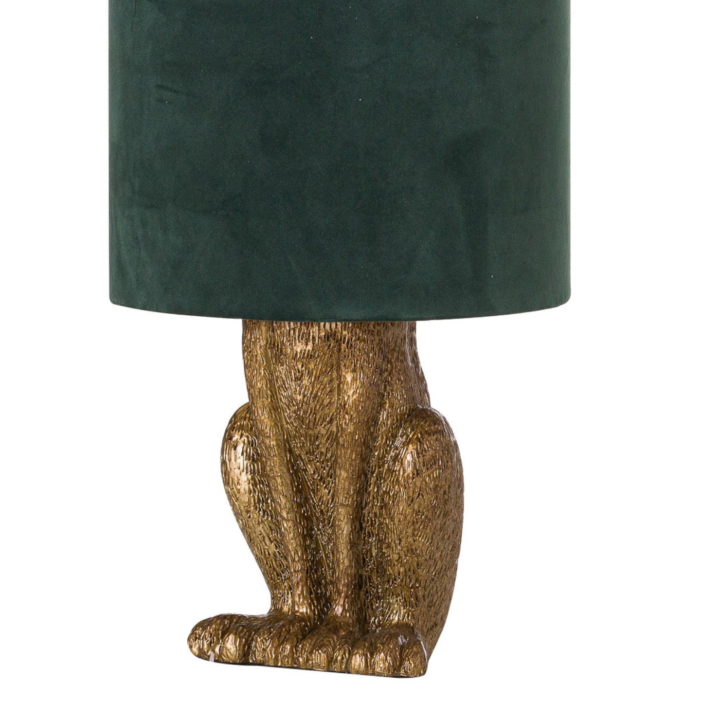 Gold Hare Table Lamp with Green velvet shade