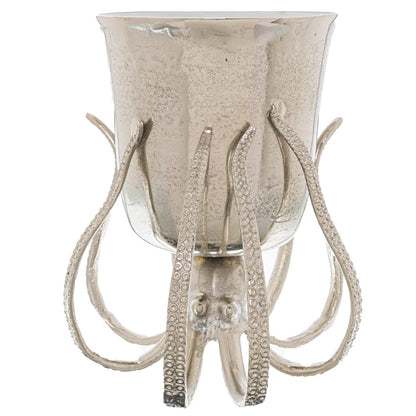 Silver Octopus Wine Cooler Nautical Champagne Bucket with Tentacle Stand