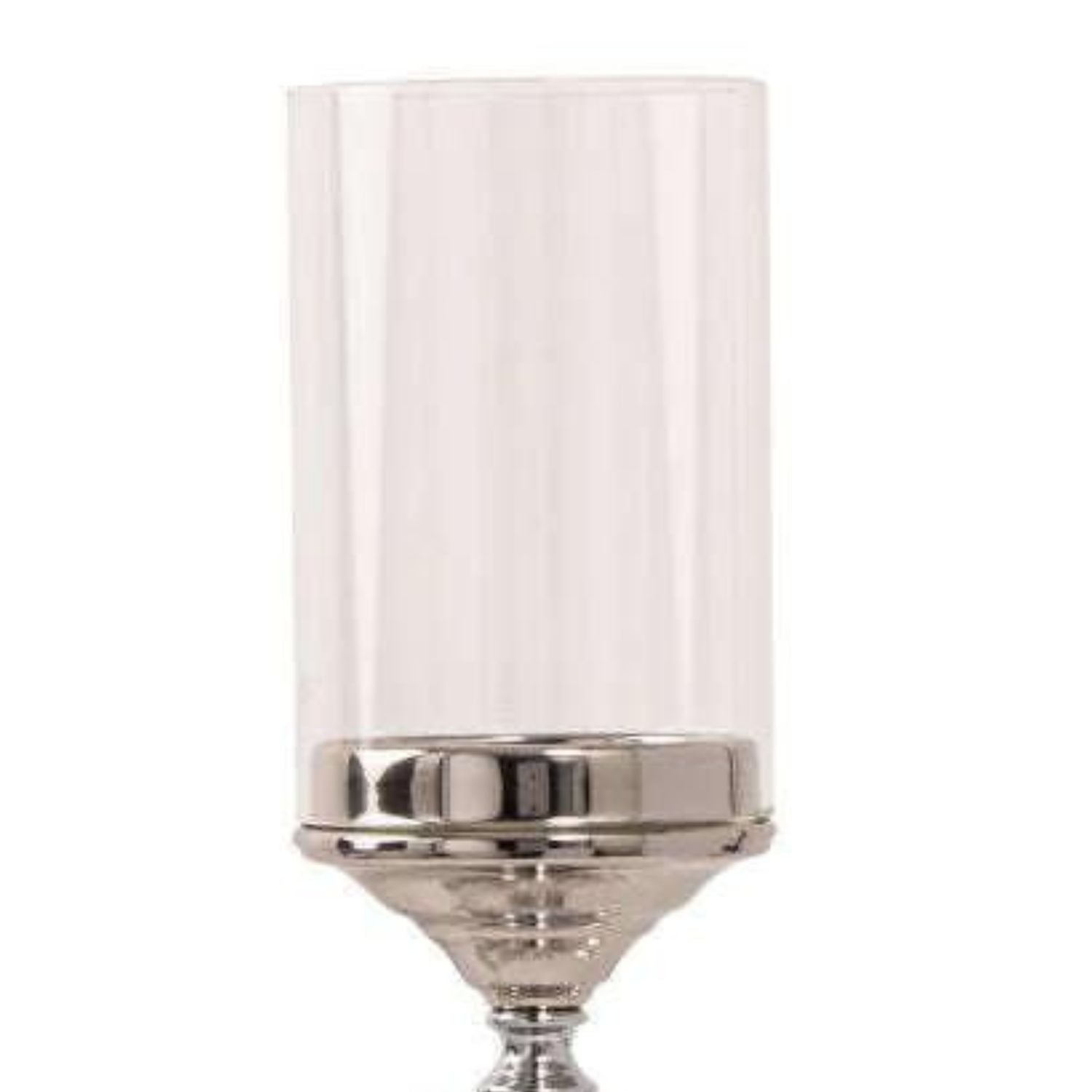 Nickel plated candle holder with crystal detailing