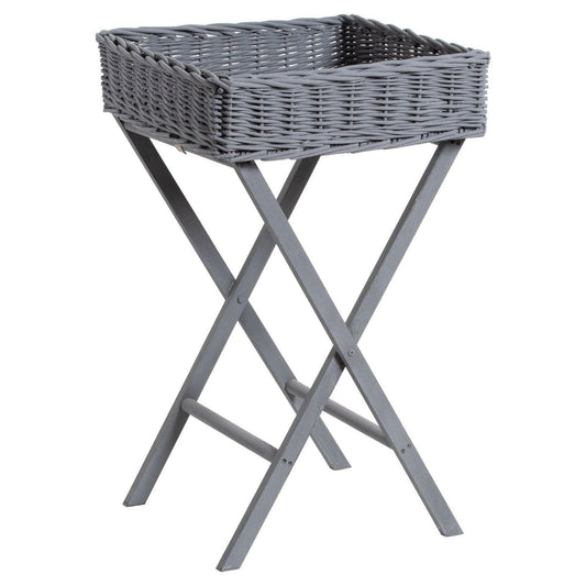 Large Standing Wicker Tray - Grey
