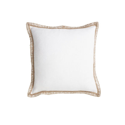 Coastal cushion white with rope style edging 50x50