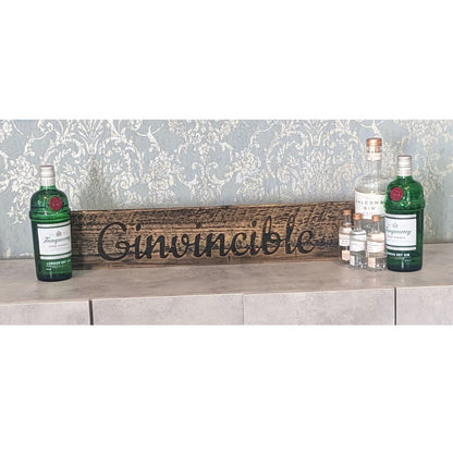 Gin Sign, Ginvincible, made with reclaimed wood