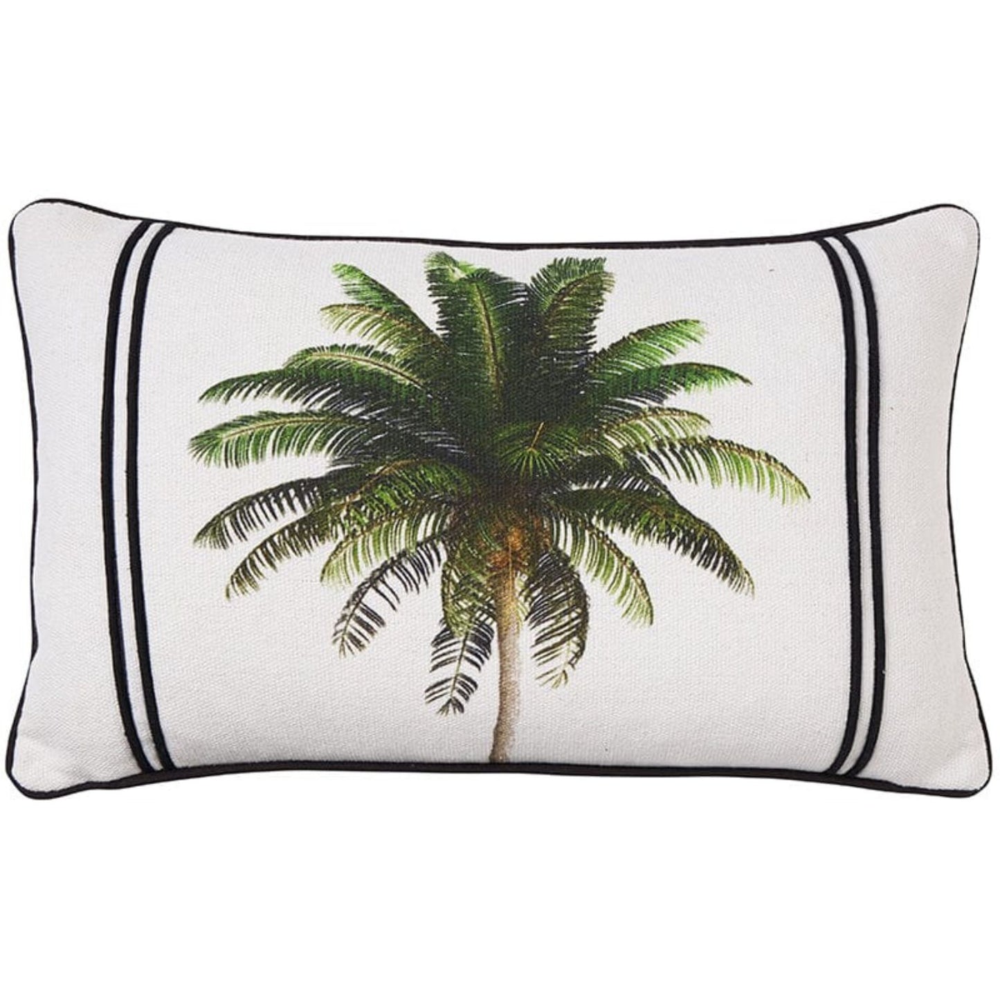 White, black and green cushion 30x50 Palm tropical lumbar design