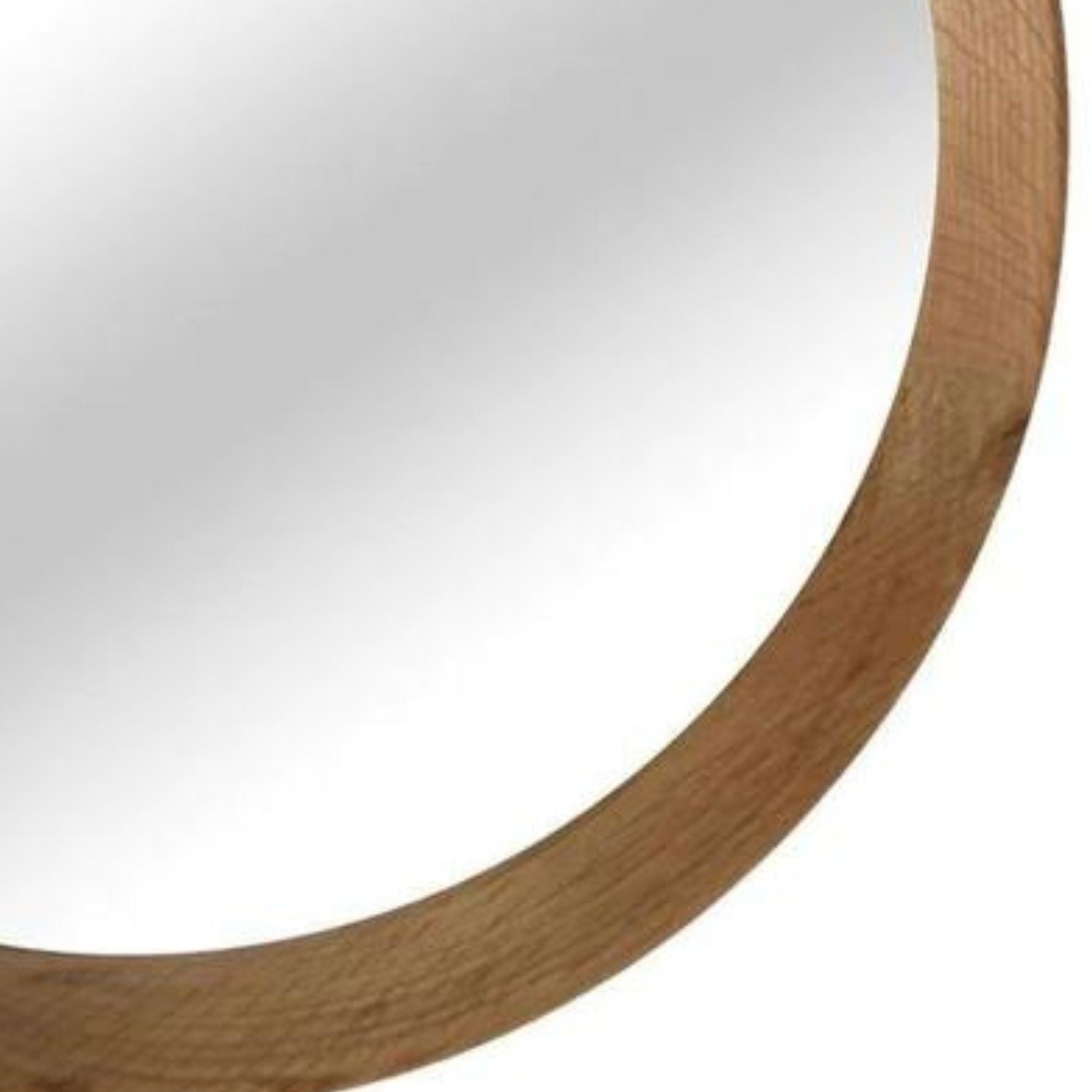 Oak circular wall mirror