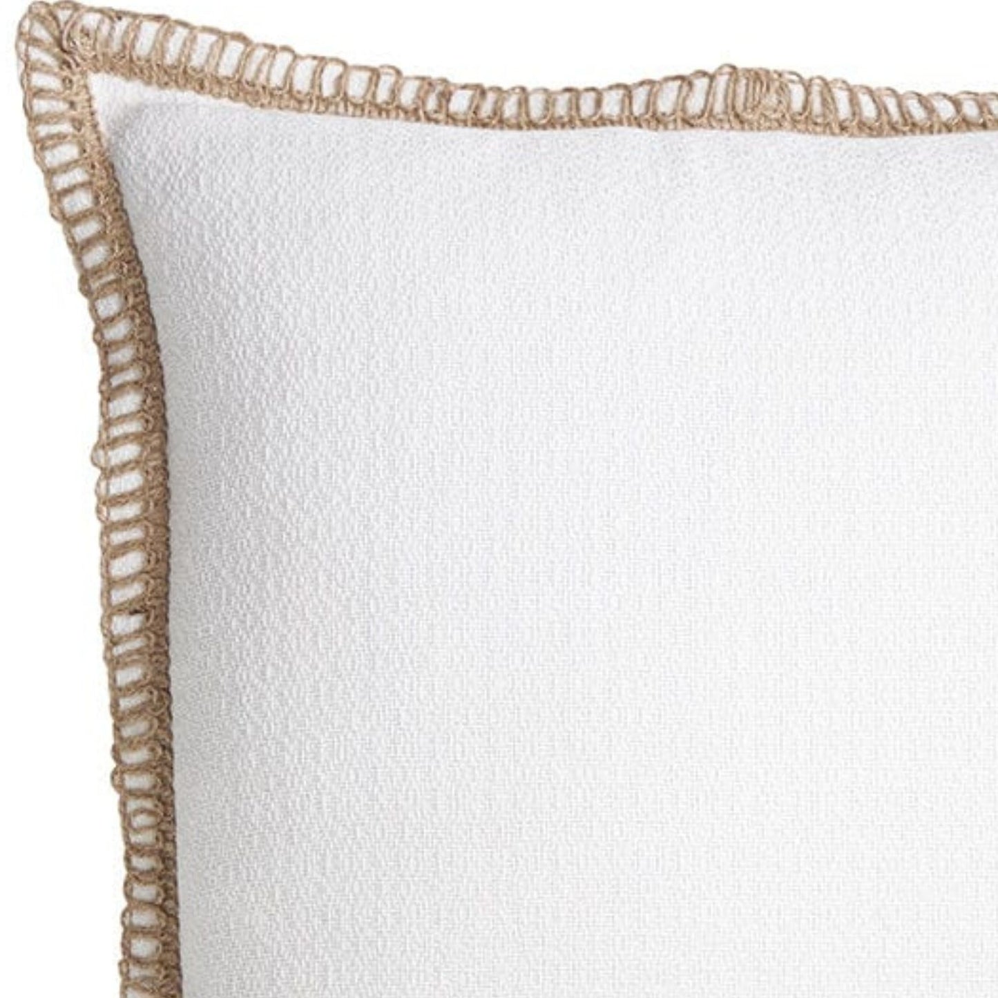Coastal cushion white with rope style edging 50x50