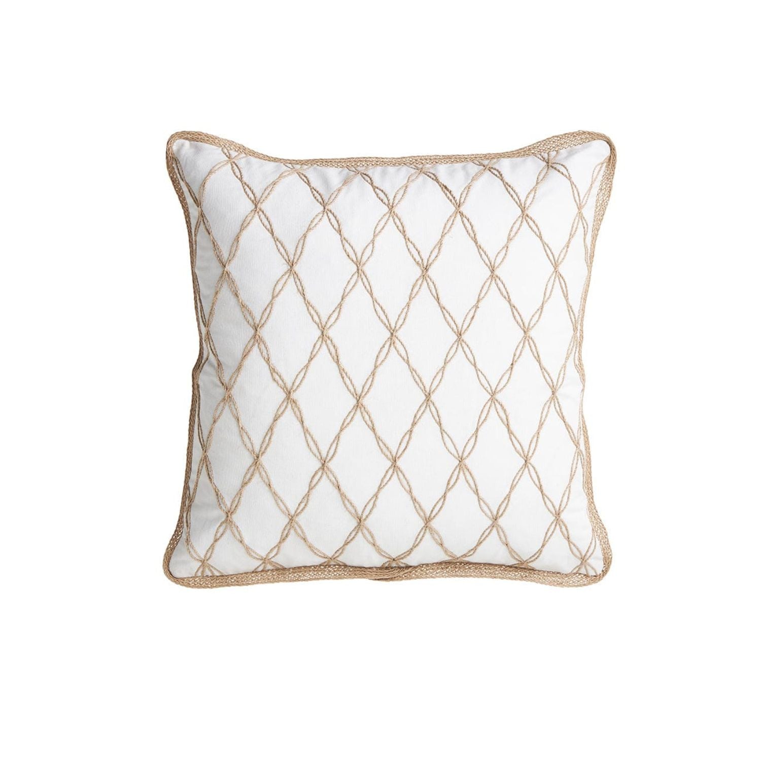White Cushion with Jute Lattice detailing 50x50