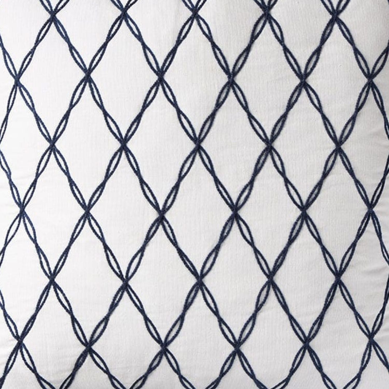 White and Navy Cushion with lattice design 50x50