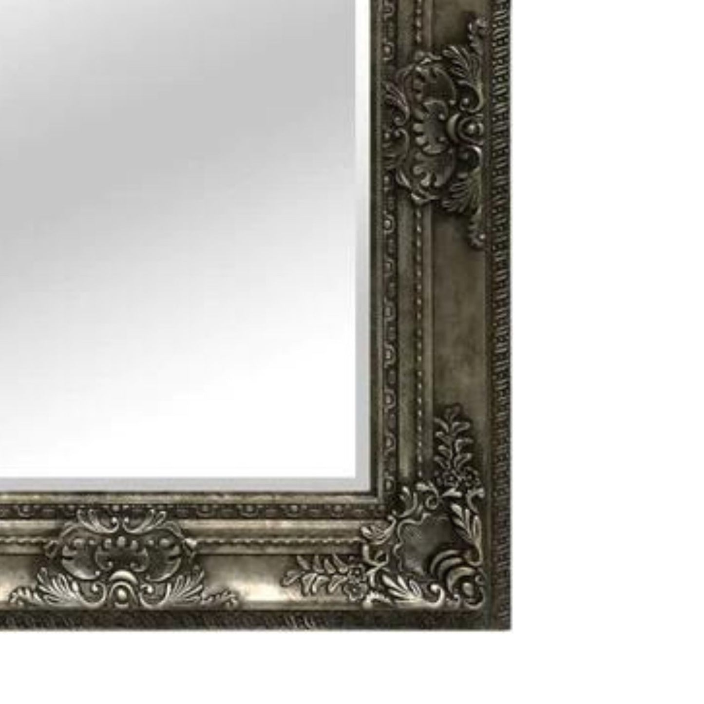 Silver Leaner mirror with regal opulent design