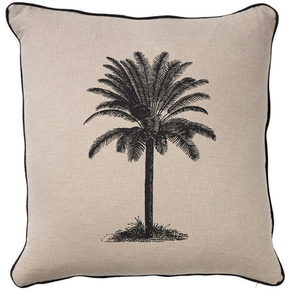Sand and black cushion 50x50 Palm and tropical coastal design