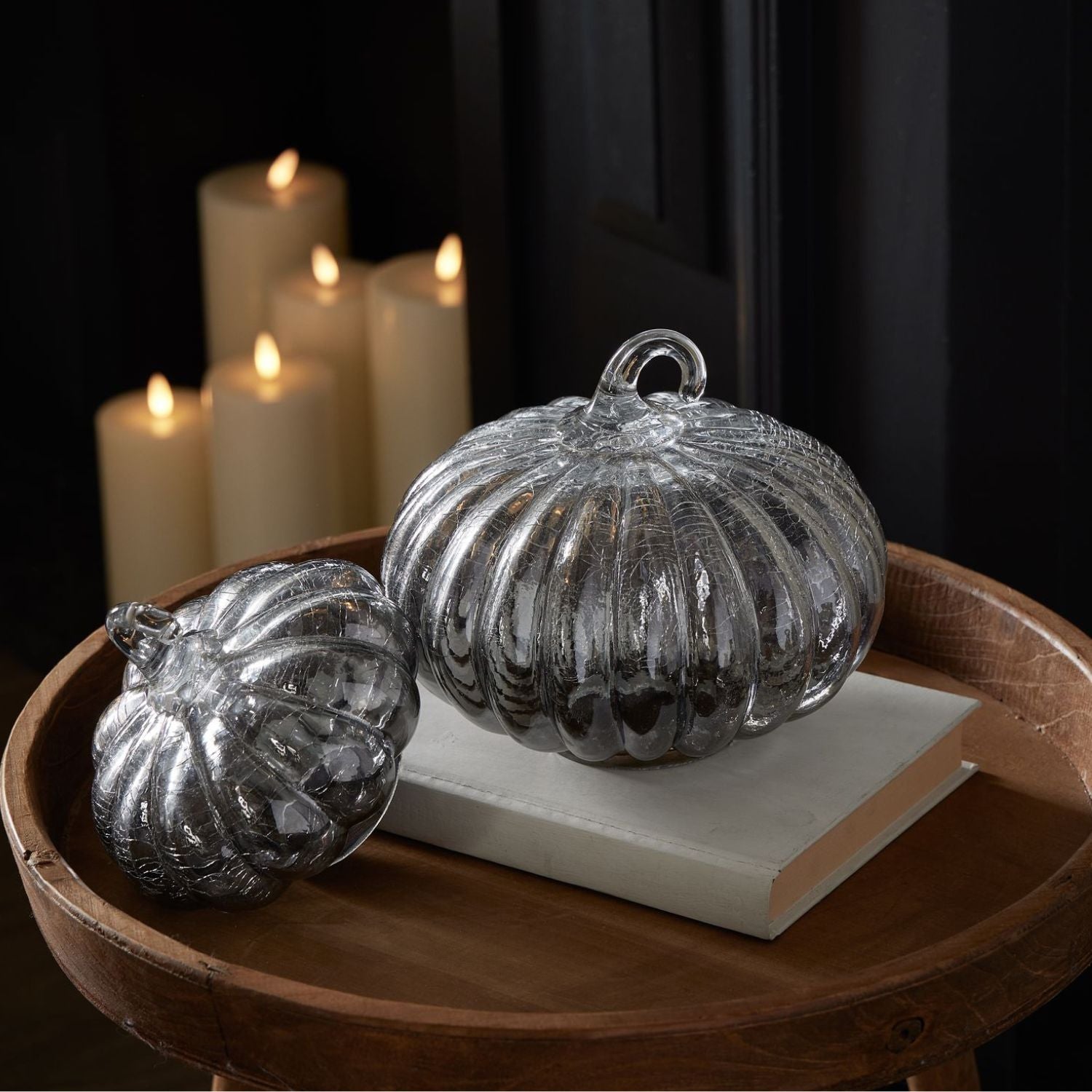 Large Pumpkin made of smoked glass for Autumnal and Halloween displays