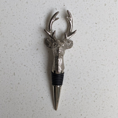 Silver stag bottle stopper.