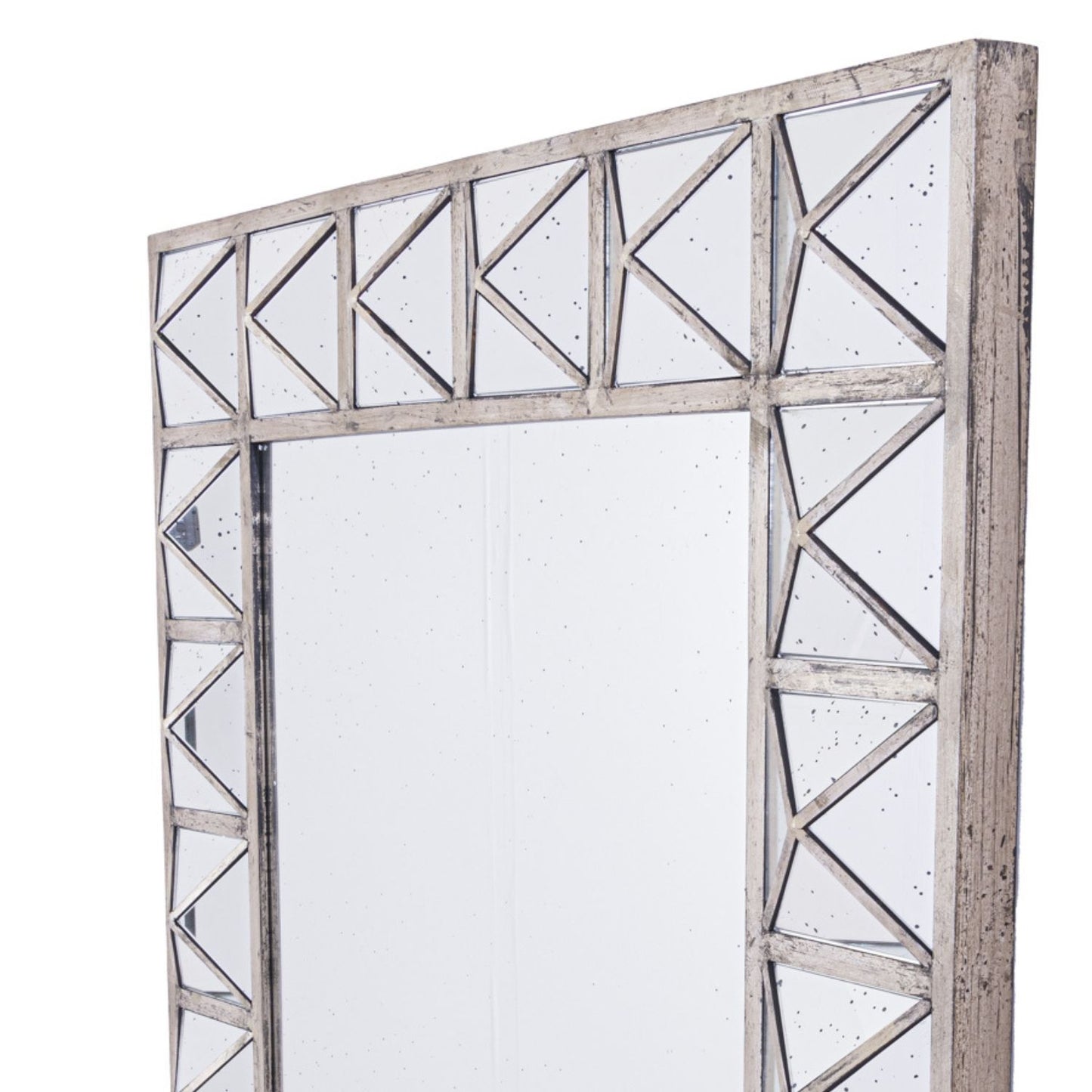 Bronze square wall mirror with triangulated design