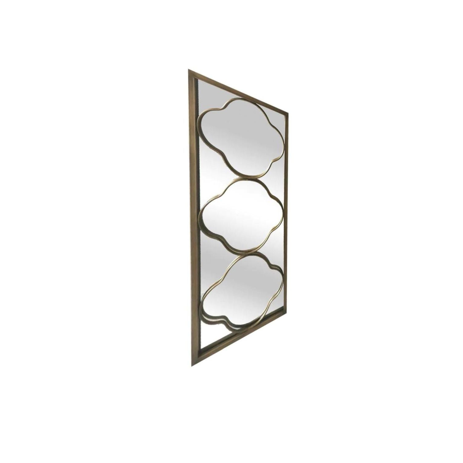 Gold Rectangular Wall Mirror with an art deco design