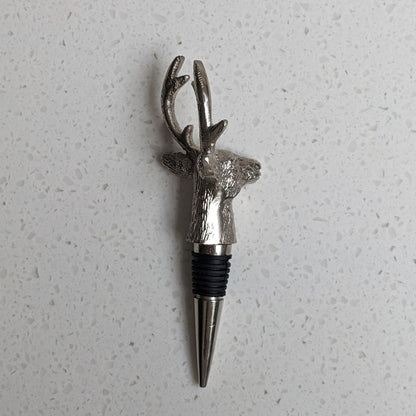 Silver stag bottle stopper.