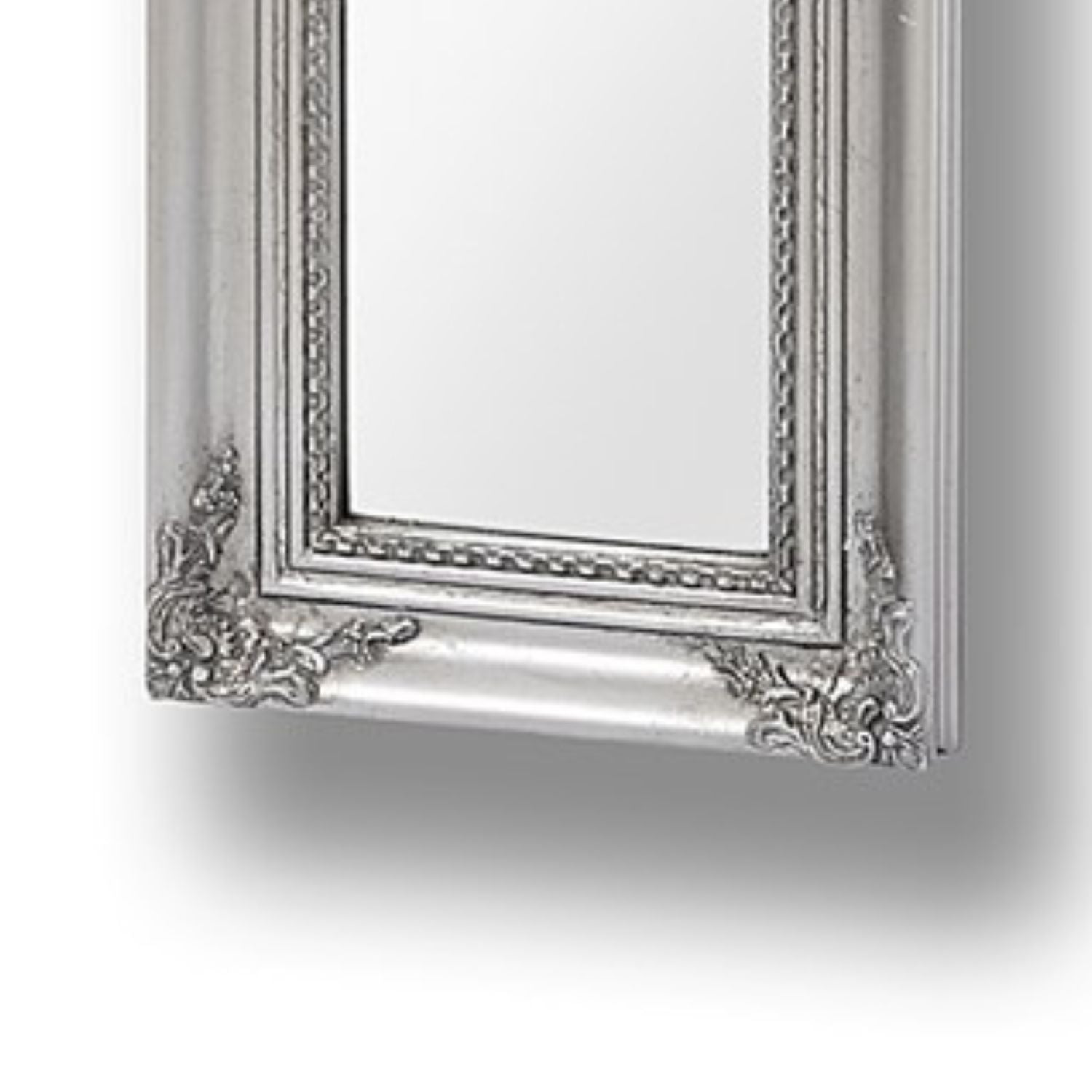 Ornate Silver Narrow Wall Mirror