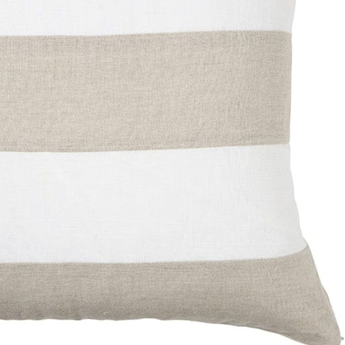 Sand & White Striped Linen Cushion 50x50