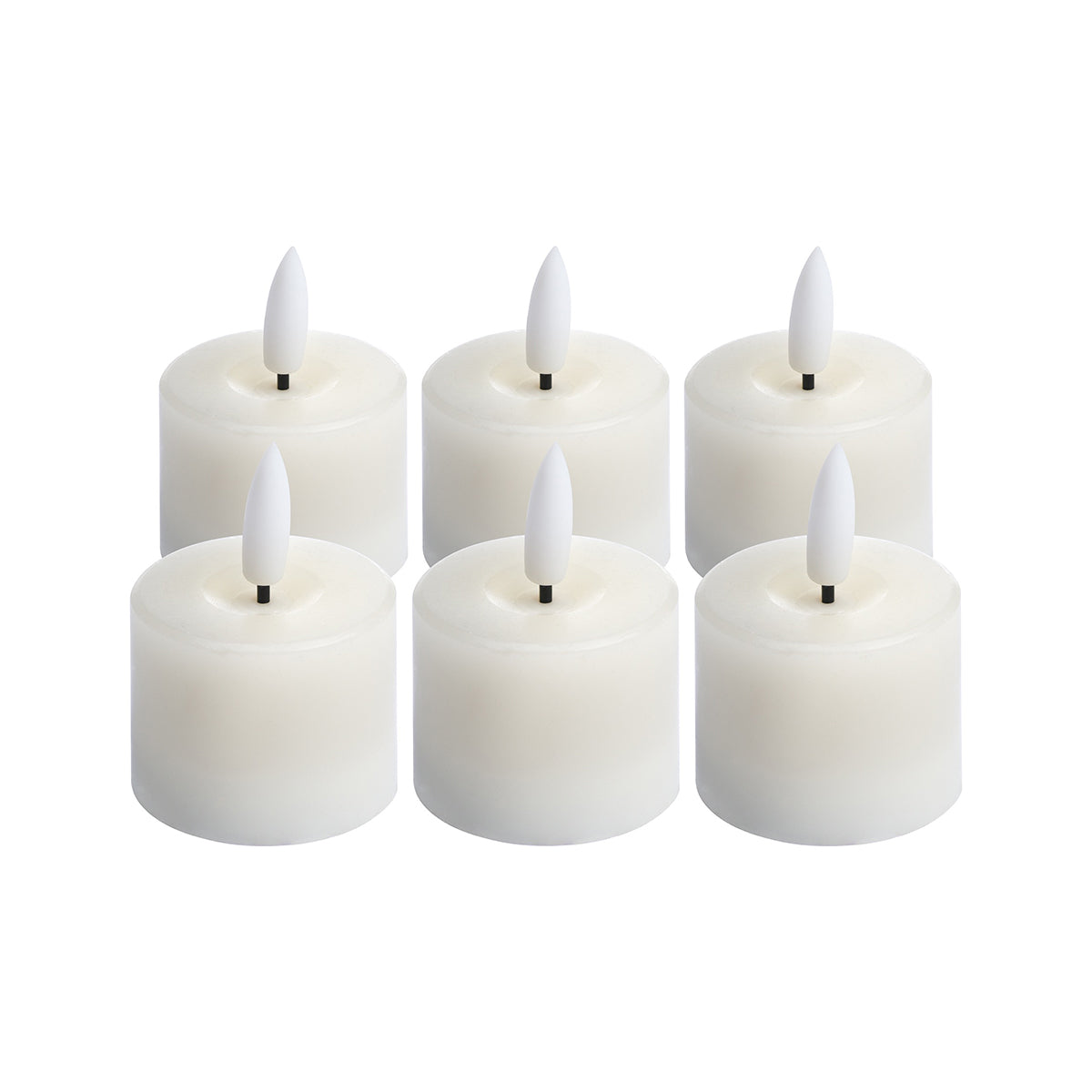Set of 6 LED Tealight Candles with Flickering Flame 3.6x4.5cm – Click Style