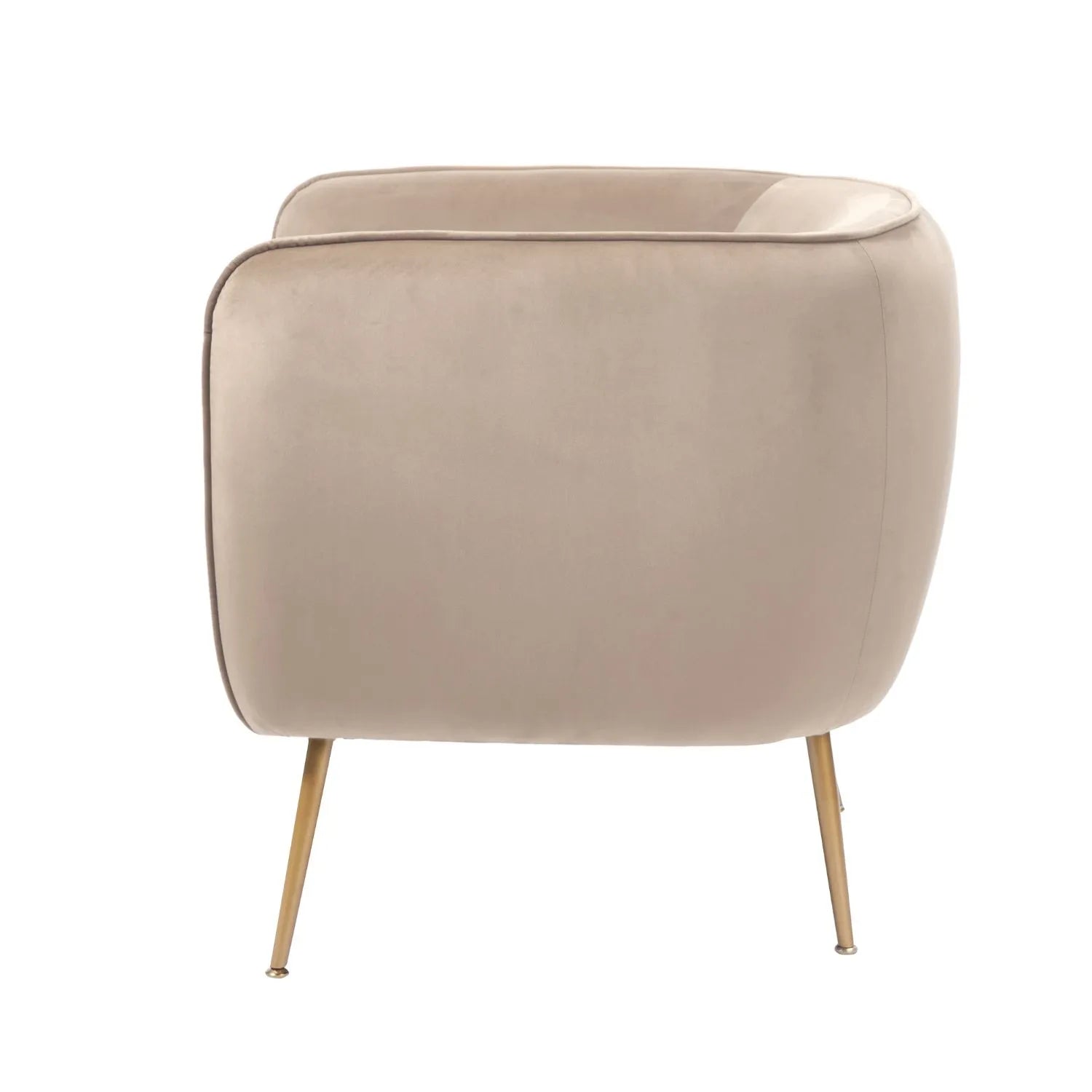 Aalya Neutral Beige Velvet Armchair with Gold/Black Metal Legs - Click Style