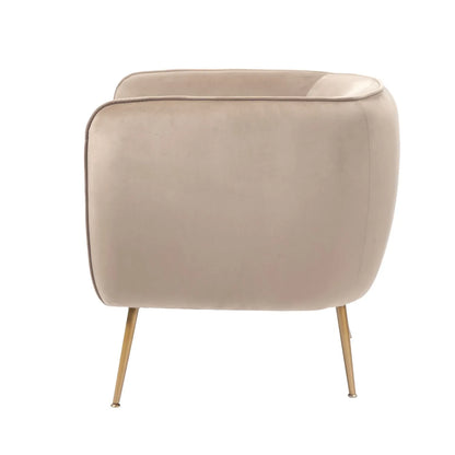 Aalya Neutral Beige Velvet Armchair with Gold/Black Metal Legs - Click Style