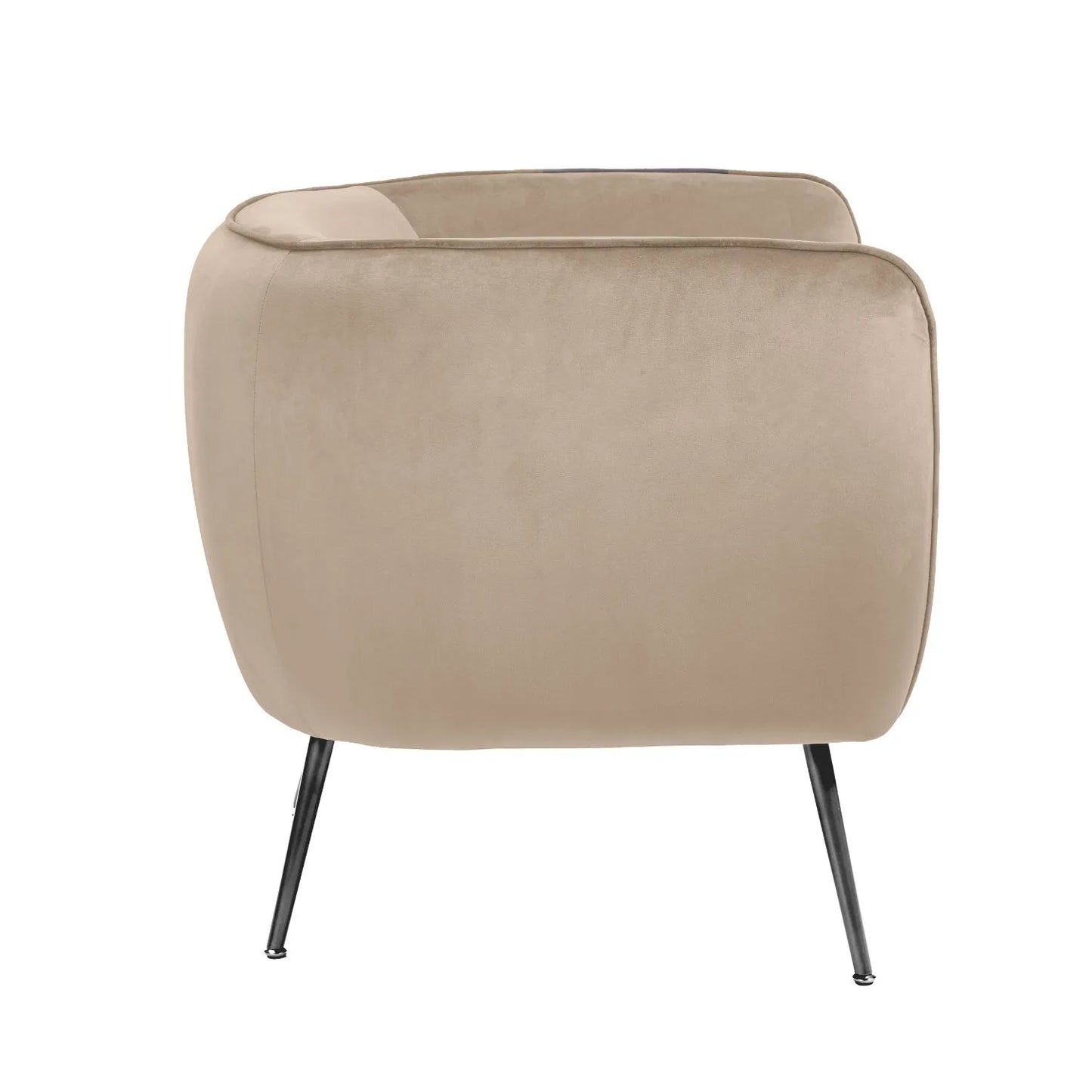 Aalya Neutral Beige Velvet Armchair with Gold/Black Metal Legs - Click Style