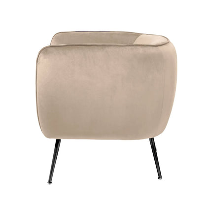 Aalya Neutral Beige Velvet Armchair with Gold/Black Metal Legs - Click Style