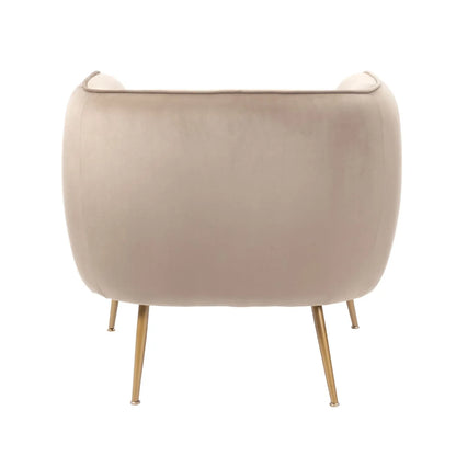 Aalya Neutral Beige Velvet Armchair with Gold/Black Metal Legs - Click Style