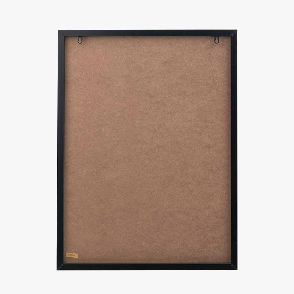 Abstract Cream Grey & Black Canvas Wall Art – Modern Neutral Oval Design with Slim Black Wooden Frame 80x60cm Back | Click Style