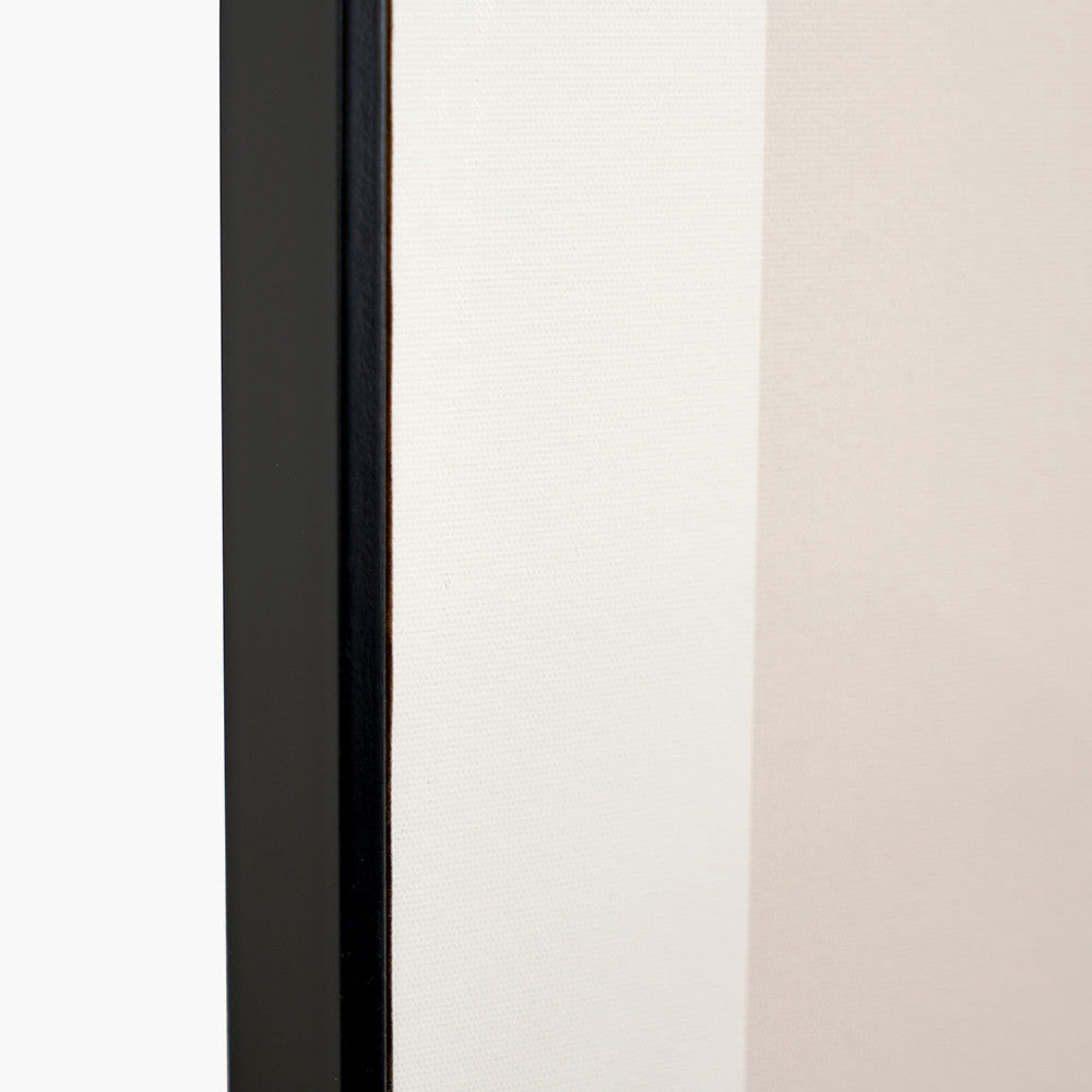 Abstract Gold, Black & Stone Canvas Wall Art – Art Deco Scandi Design with Slim Black Frame 80x60cm | Click Style