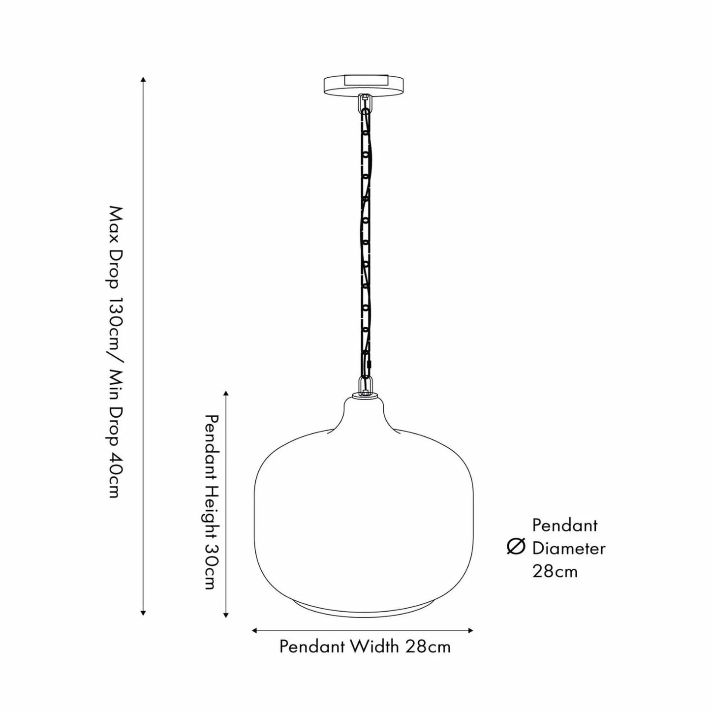 Amber Honey Glass Pendant Light with Nickel Fitting – Adjustable & Dimmable Rounded Squat Ceiling Pendant Dimensions 130x29x29cm | Click Style