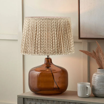 Amber Honey Glass Table Lamp Base with Nickel Fitting – Rounded Squat Decorative Table Light Base for Bedside & Side Tables 39x29x29cm | Click Style