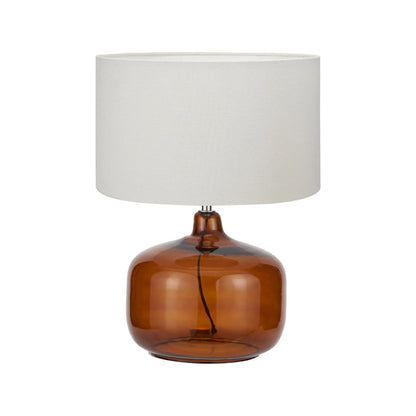 Amber Honey Glass Table Lamp Base with Nickel Fitting – Rounded Squat Decorative Table Light Base for Bedside & Side Tables 39x29x29cm | Click Style