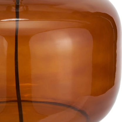 Amber Honey Glass Table Lamp Base with Nickel Fitting – Rounded Squat Decorative Table Light Base for Bedside & Side Tables 39x29x29cm | Click Style