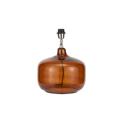 Amber Honey Glass Table Lamp with 40cm Beige Taupe & White Chevron Mushroom Pleated Cotton Shade – Rounded Squat Decorative Table Light for Bedside & Side Tables 58x40x40cm | Click Style