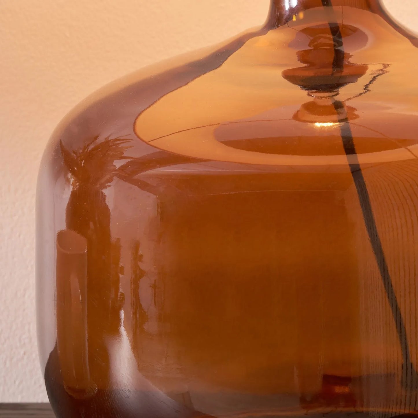 Amber Honey Glass Table Lamp with 40cm Beige Taupe & White Chevron Mushroom Pleated Cotton Shade – Rounded Squat Decorative Table Light for Bedside & Side Tables 58x40x40cm | Click Style