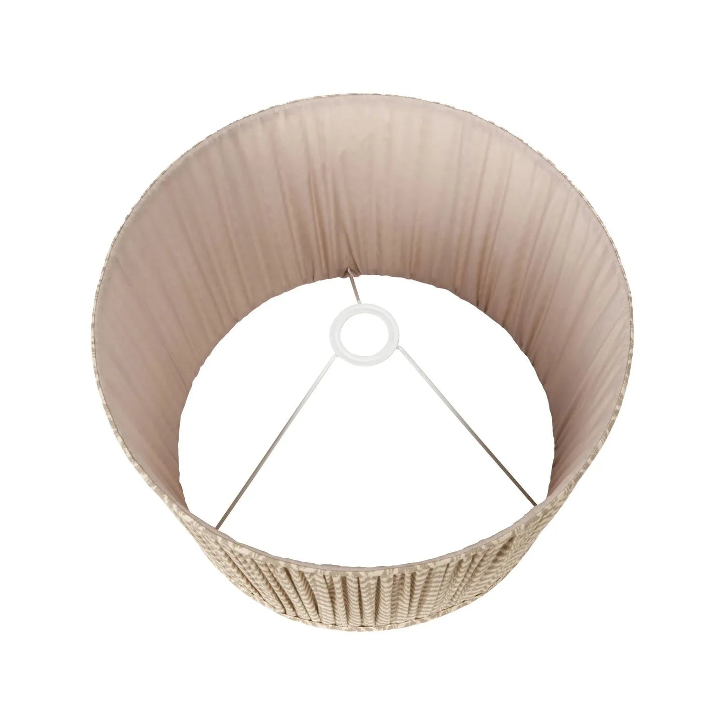 Amber Honey Glass Table Lamp with 40cm Beige Taupe & White Chevron Mushroom Pleated Cotton Shade – Rounded Squat Decorative Table Light for Bedside & Side Tables 58x40x40cm | Click Style