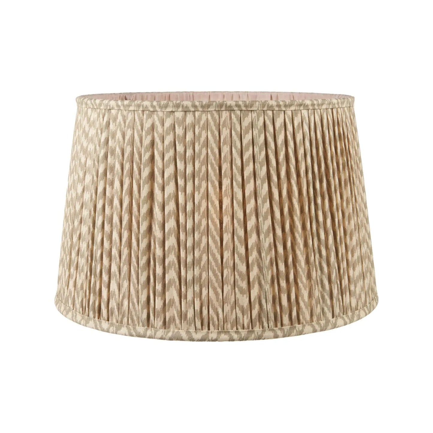 Amber Honey Glass Table Lamp with 40cm Beige Taupe & White Chevron Mushroom Pleated Cotton Shade – Rounded Squat Decorative Table Light for Bedside & Side Tables 58x40x40cm | Click Style