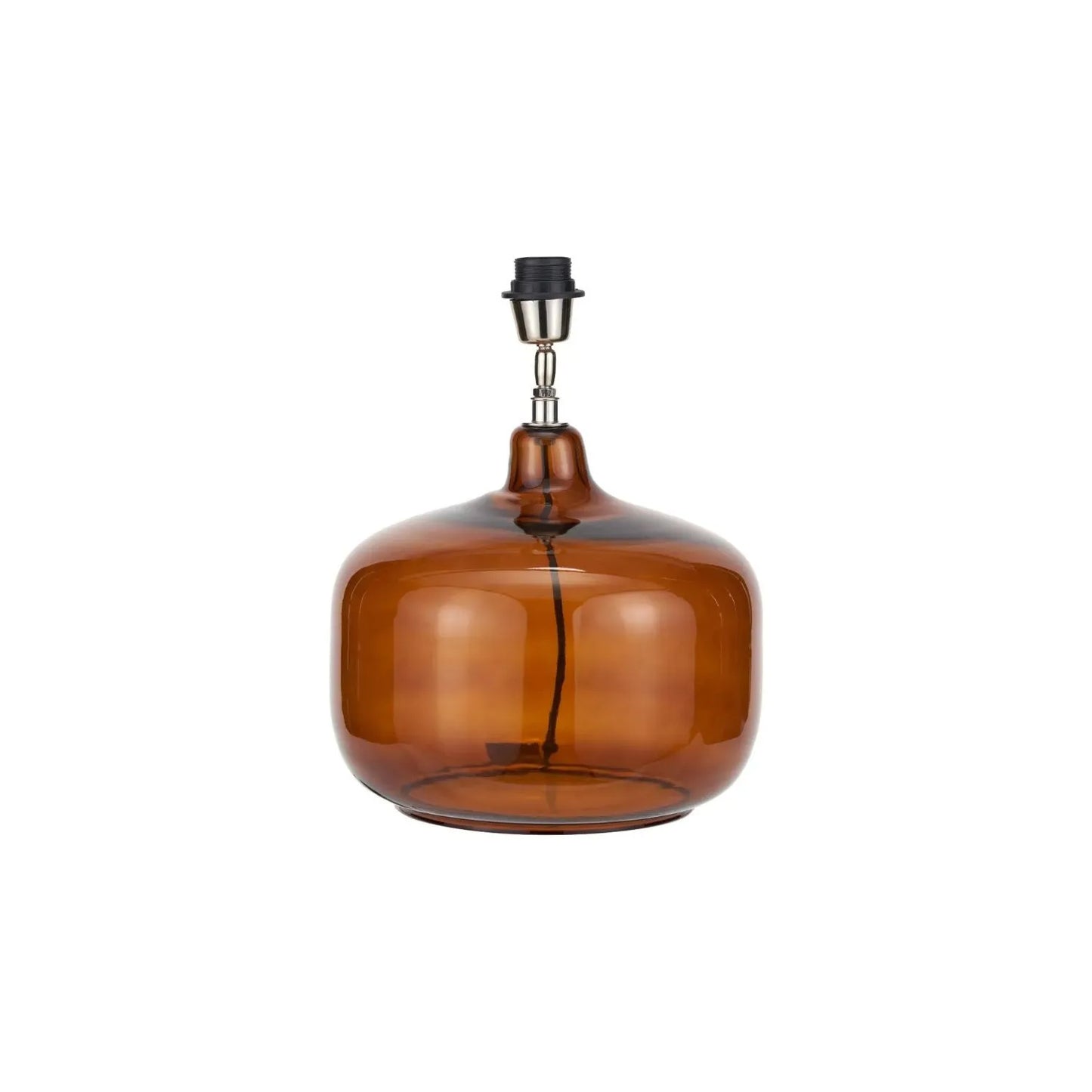 Amber Honey Glass Table Lamp with 40cm Orange Cinnamon & White Tribal Ikat Mushroom Pleated Cotton Shade – Rounded Squat Decorative Table Light for Bedside & Side Tables 61x40x40cm | Click Style