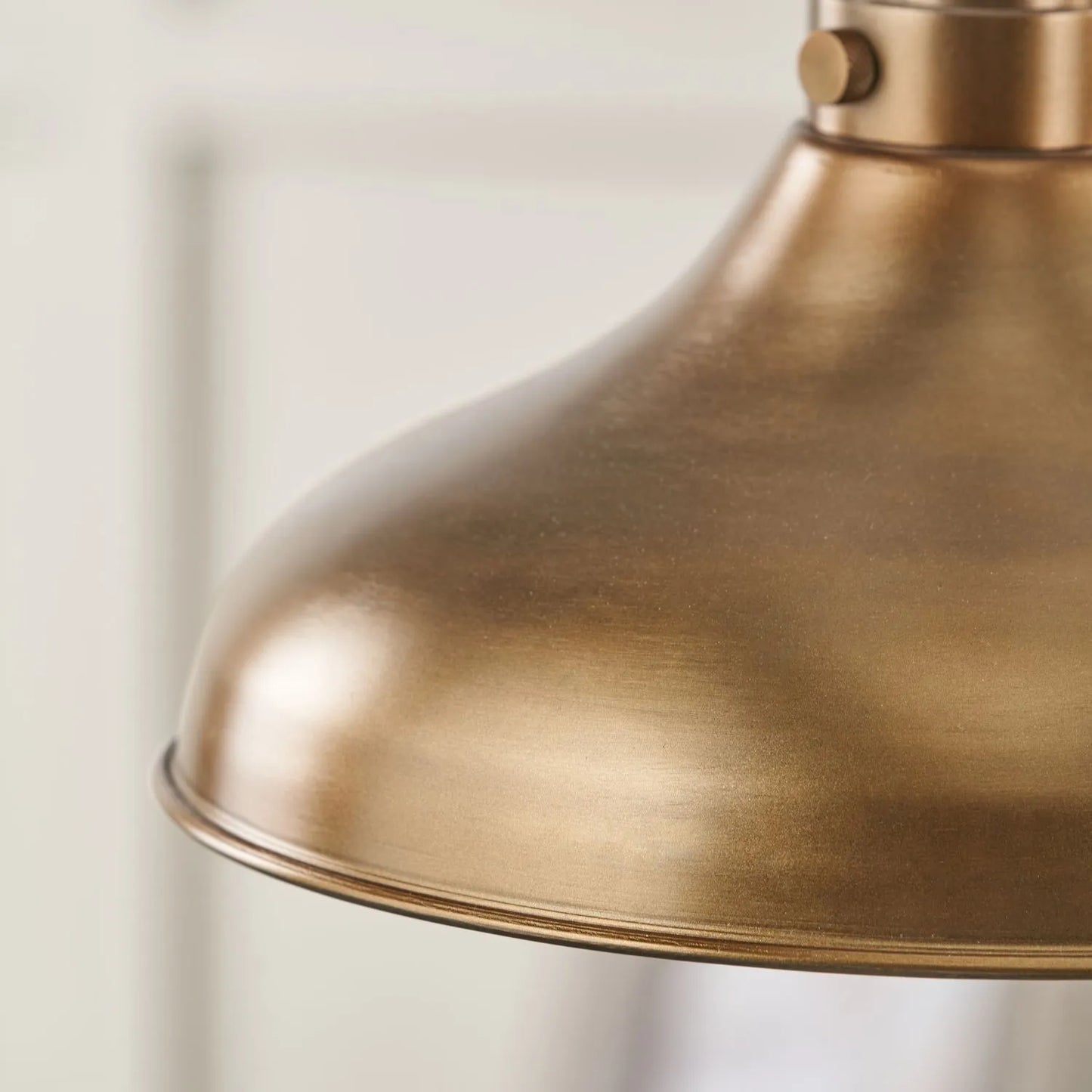 Antique Brass Café-Style Metal Adjustable Pendant Light With Vintage Flared Dome Shade – Industrial Hanging Ceiling Pendant 122x30x30cm | Click Style