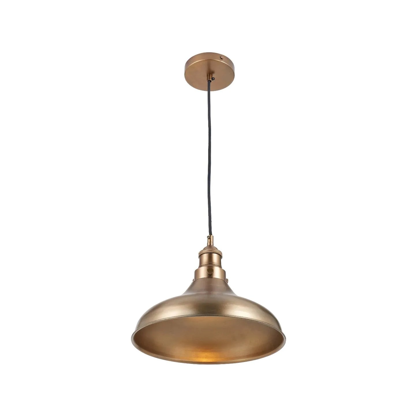 Antique Brass Café-Style Metal Adjustable Pendant Light With Vintage Flared Dome Shade – Industrial Hanging Ceiling Pendant 122x30x30cm | Click Style