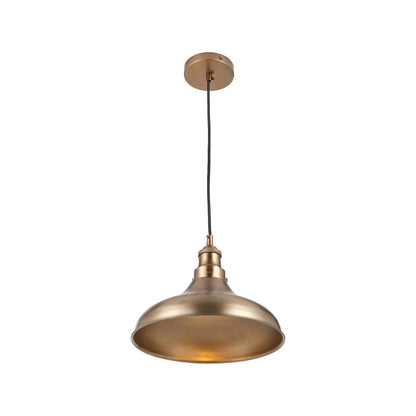Antique Brass Café-Style Metal Adjustable Pendant Light With Vintage Flared Dome Shade – Industrial Hanging Ceiling Pendant 122x30x30cm | Click Style