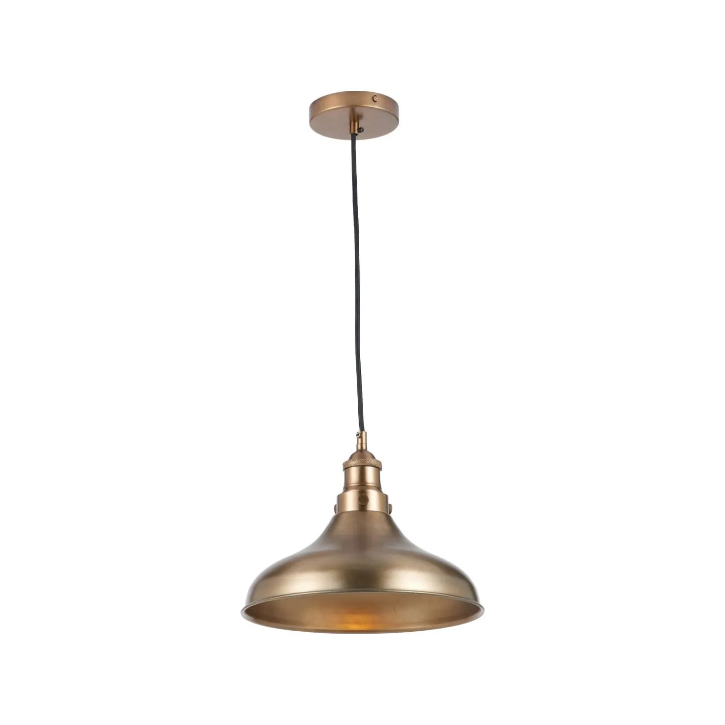 Antique Brass Café-Style Metal Adjustable Pendant Light With Vintage Flared Dome Shade – Industrial Hanging Ceiling Pendant 122x30x30cm | Click Style