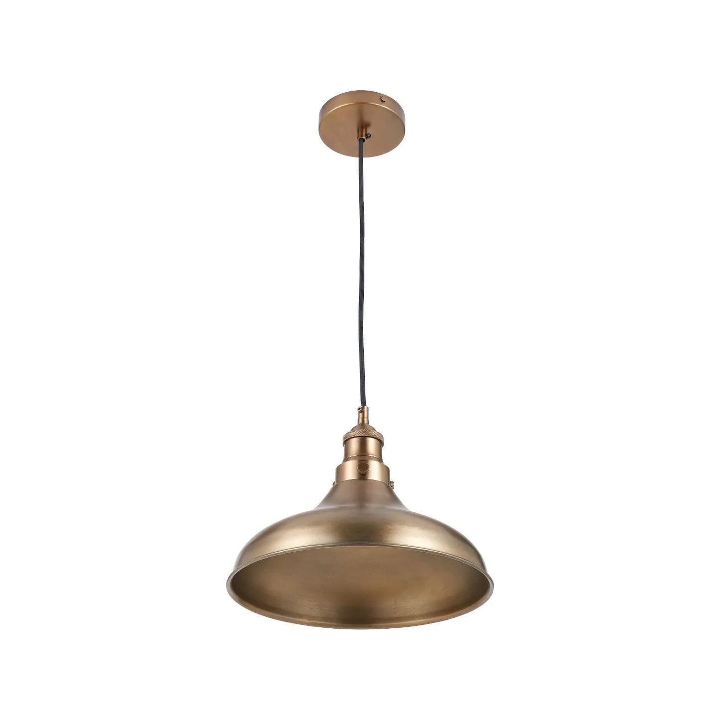 Antique Brass Café-Style Metal Adjustable Pendant Light With Vintage Flared Dome Shade – Industrial Hanging Ceiling Pendant 122x30x30cm | Click Style